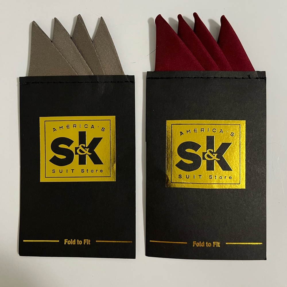 Men's Pocket Square Set - Red and Gray